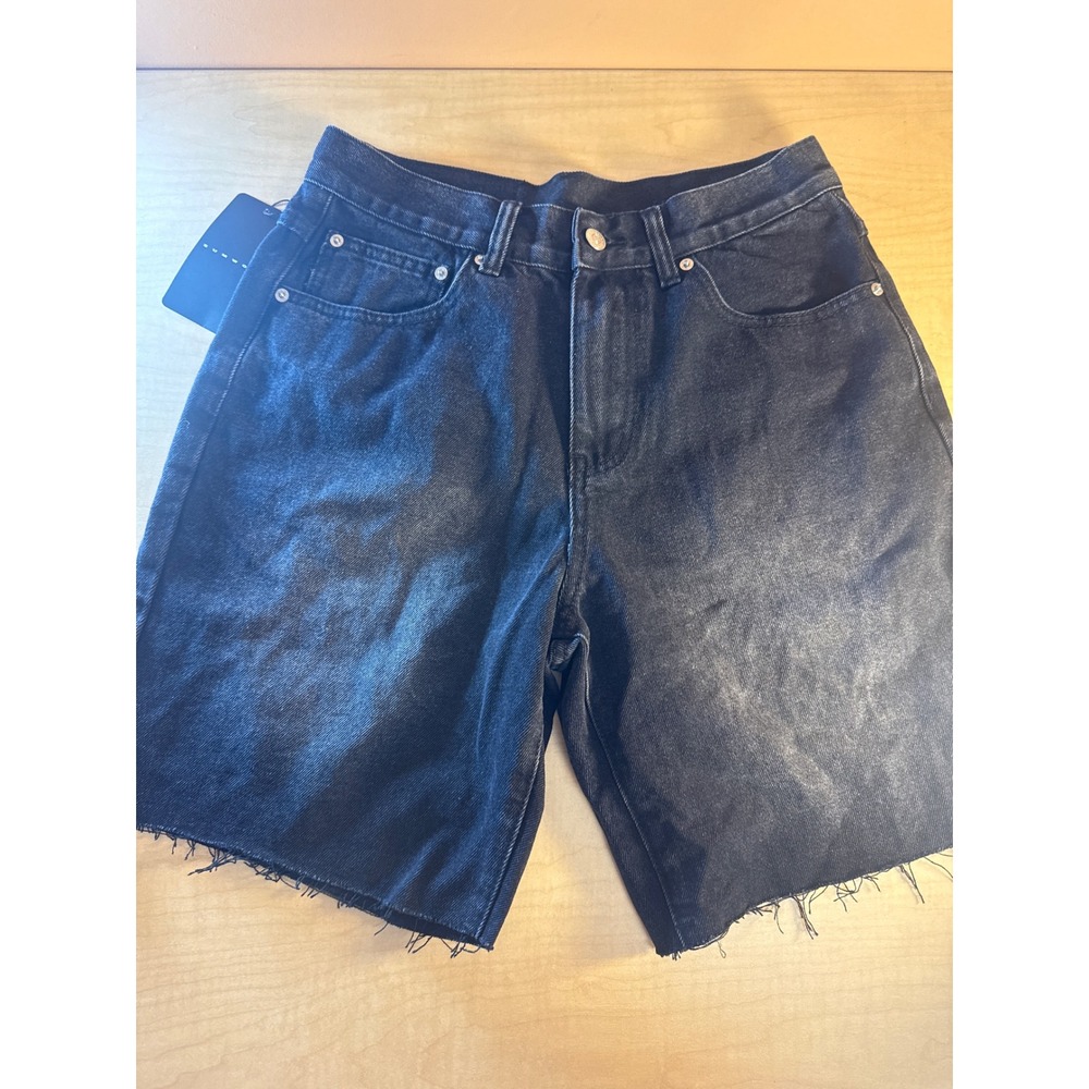 MNML Raw Hem Denim Shorts Faded Black Streetwear Jean Shorts Mens 32